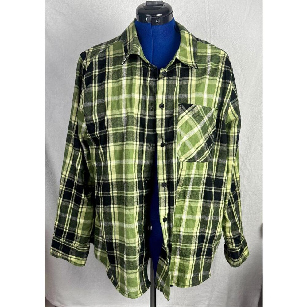 flannel jacket nashville country music festival plaid shirt green western boho - Picture 3 of 4